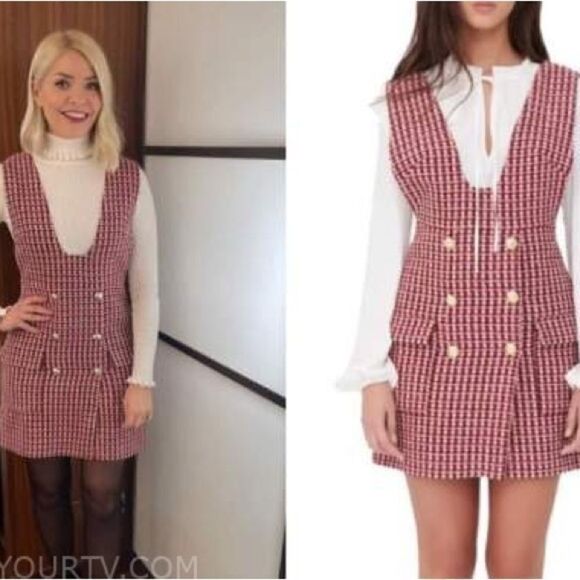 Maje Russi Tweed Mini Pink Dress Fuchsia Size XS - Picture 5 of 15